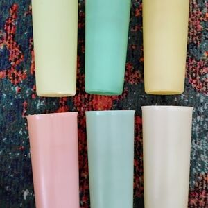 Set of 6 Vintage Pastel TUPPERWARE #107 Tall Tumbler Cups Sherbet Colors Retro